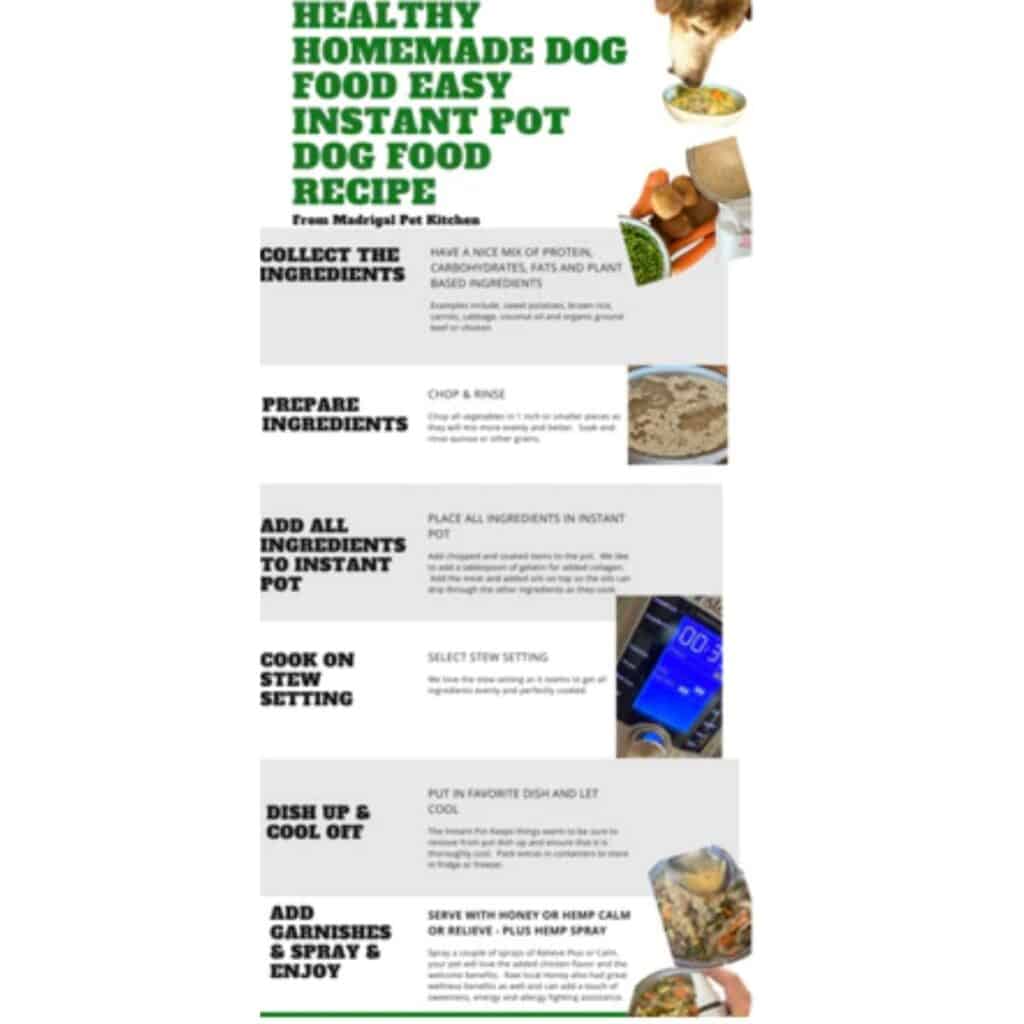 Recipe for homemade dog food to make in an Insta pot.